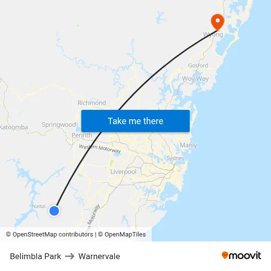 Belimbla Park to Warnervale map