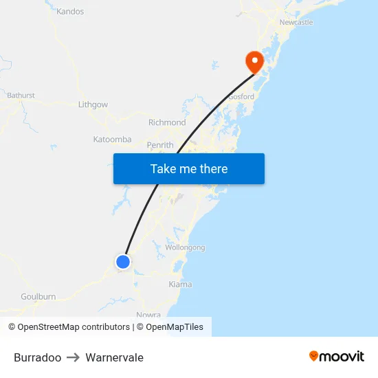Burradoo to Warnervale map