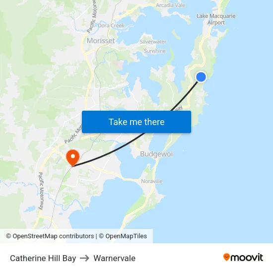Catherine Hill Bay to Warnervale map