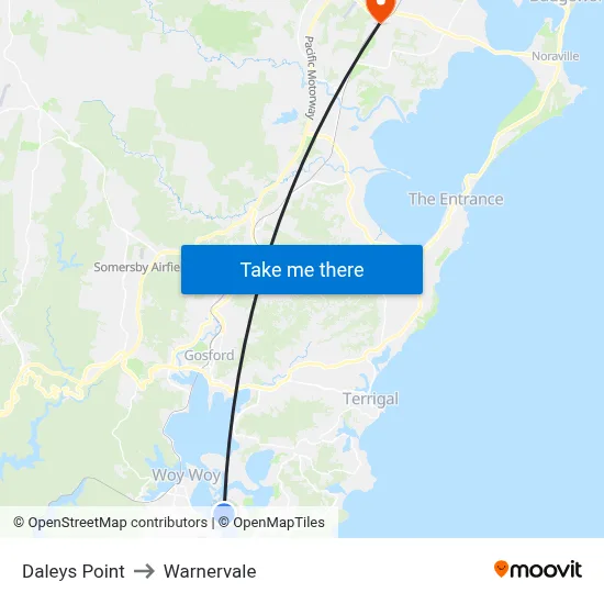 Daleys Point to Warnervale map