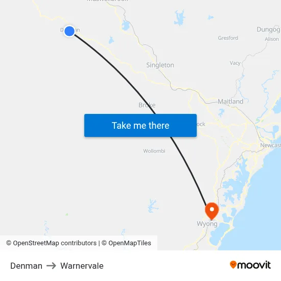 Denman to Warnervale map
