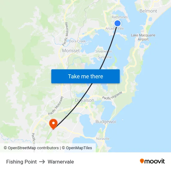 Fishing Point to Warnervale map