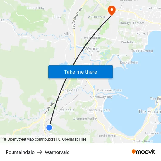Fountaindale to Warnervale map