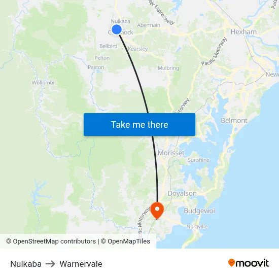 Nulkaba to Warnervale map