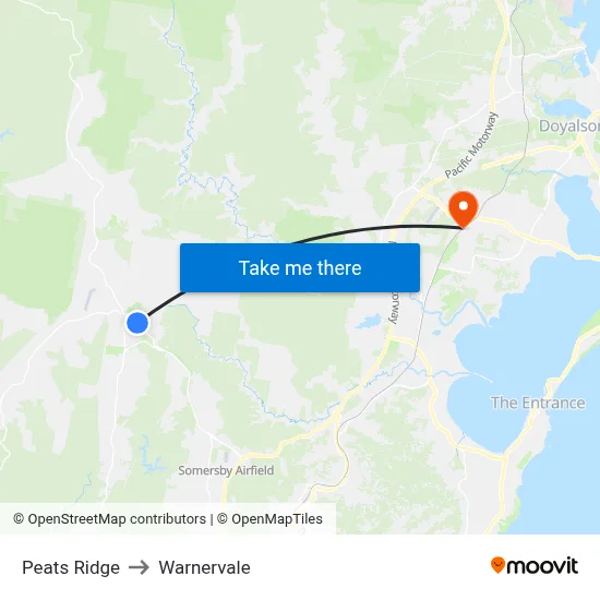 Peats Ridge to Warnervale map