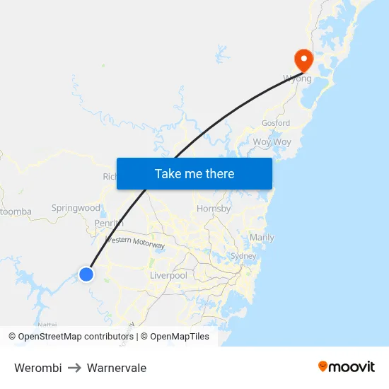 Werombi to Warnervale map
