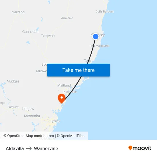 Aldavilla to Warnervale map
