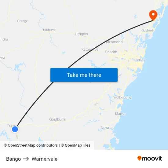 Bango to Warnervale map