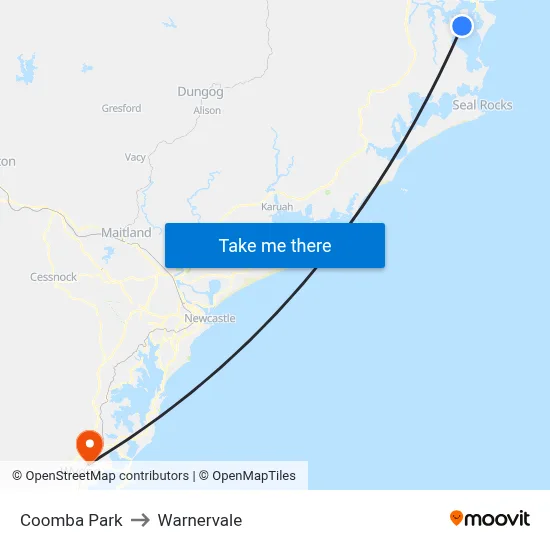 Coomba Park to Warnervale map