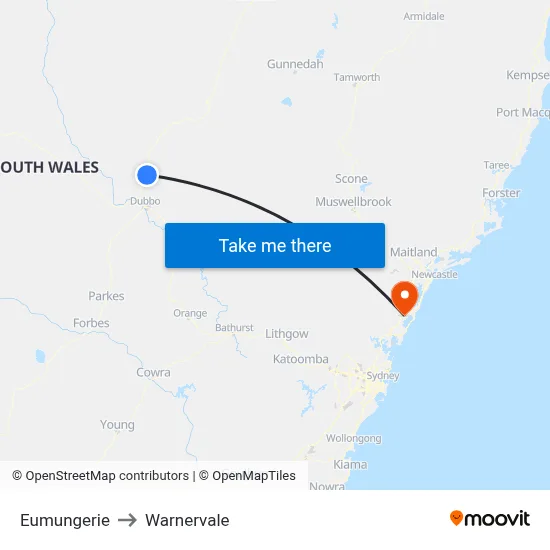 Eumungerie to Warnervale map