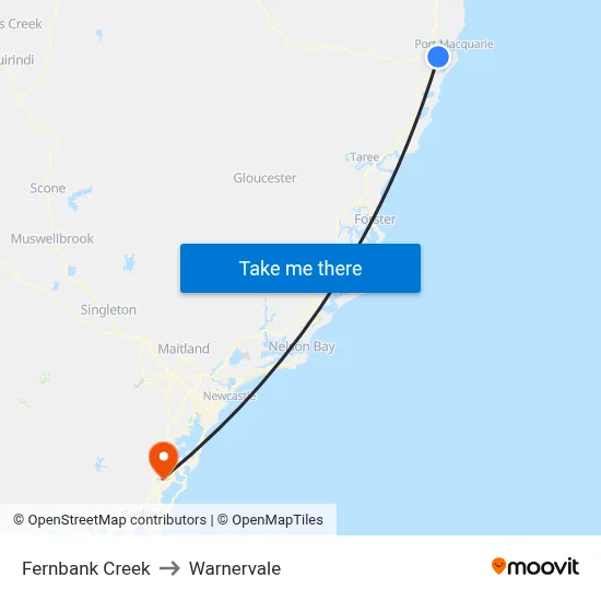 Fernbank Creek to Warnervale map