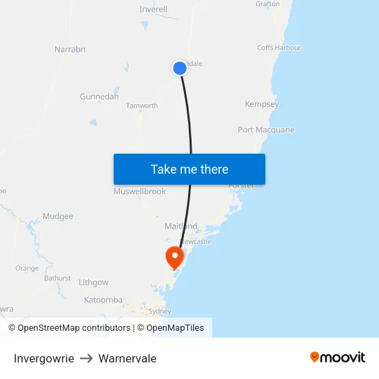 Invergowrie to Warnervale map