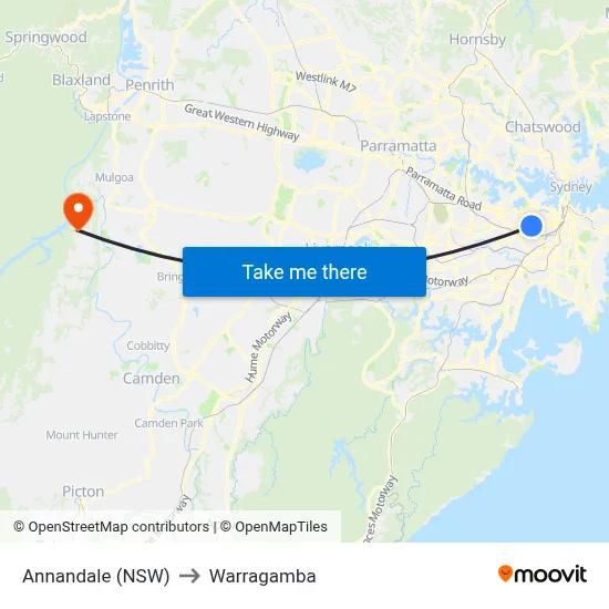 Annandale (NSW) to Warragamba map