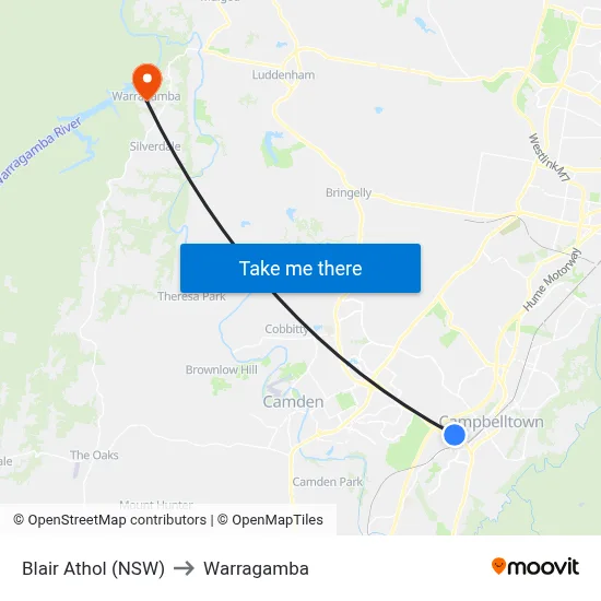 Blair Athol (NSW) to Warragamba map