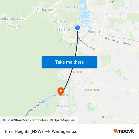 Emu Heights (NSW) to Warragamba map