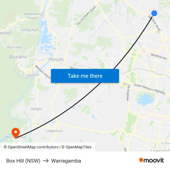 Box Hill (NSW) to Warragamba map