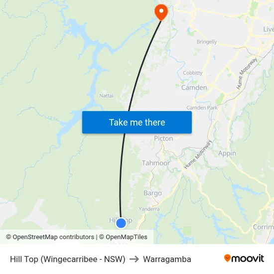 Hill Top (Wingecarribee - NSW) to Warragamba map