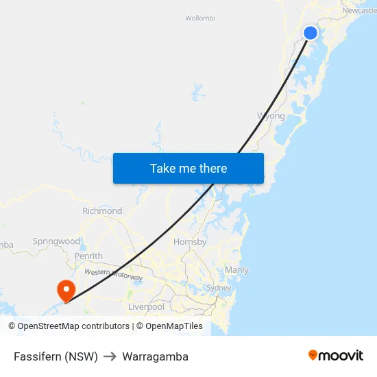 Fassifern (NSW) to Warragamba map