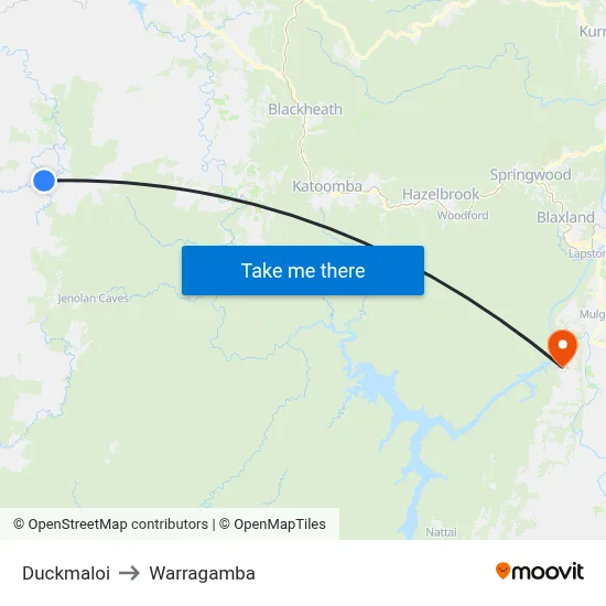 Duckmaloi to Warragamba map