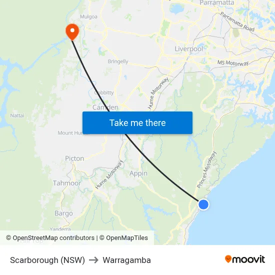 Scarborough (NSW) to Warragamba map