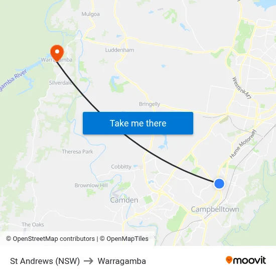 St Andrews (NSW) to Warragamba map