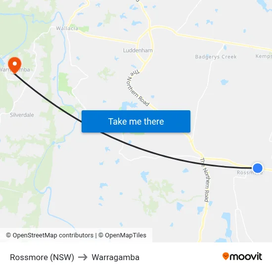 Rossmore (NSW) to Warragamba map
