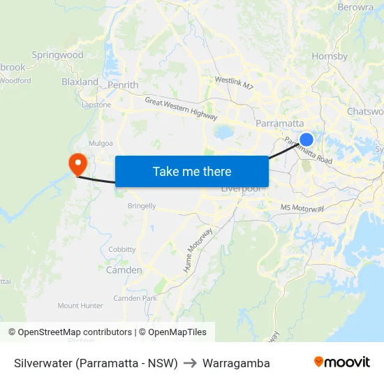 Silverwater (Parramatta - NSW) to Warragamba map