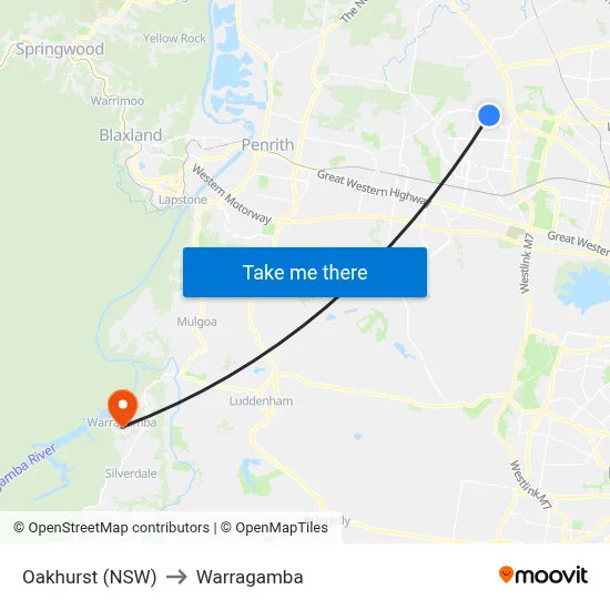 Oakhurst (NSW) to Warragamba map