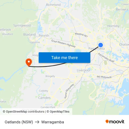 Oatlands (NSW) to Warragamba map