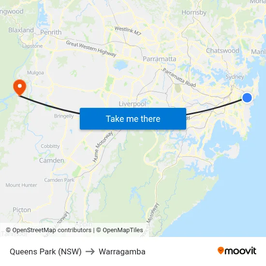 Queens Park (NSW) to Warragamba map