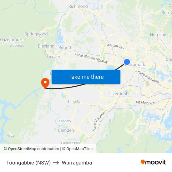 Toongabbie (NSW) to Warragamba map