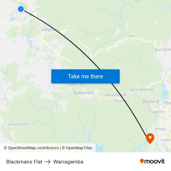 Blackmans Flat to Warragamba map