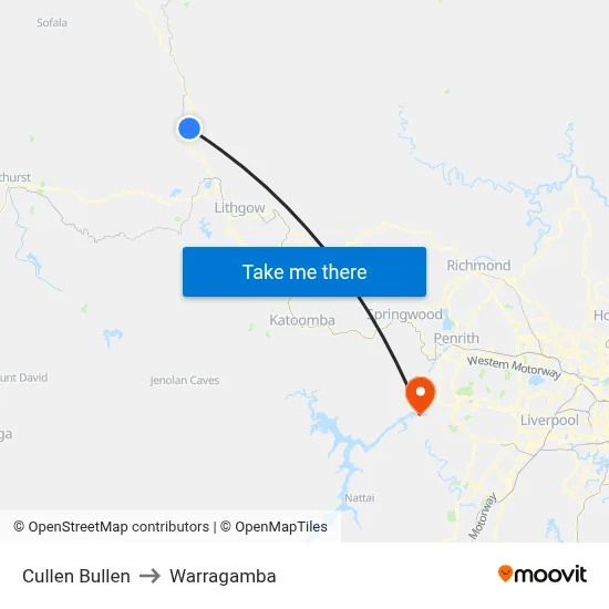 Cullen Bullen to Warragamba map