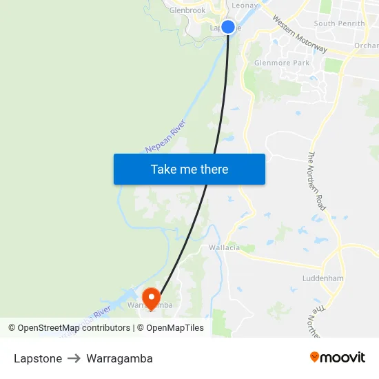 Lapstone to Warragamba map