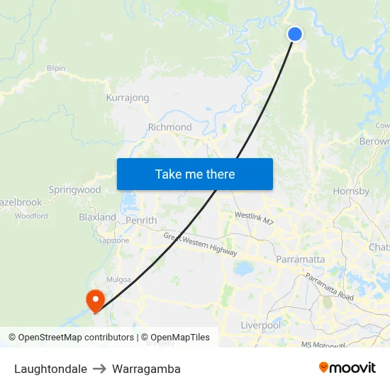 Laughtondale to Warragamba map