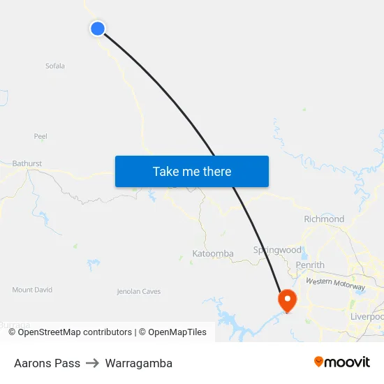 Aarons Pass to Warragamba map