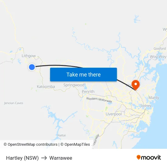 Hartley (NSW) to Warrawee map