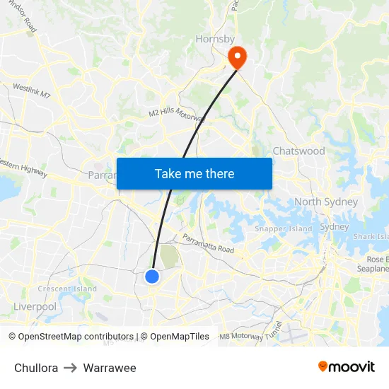 Chullora to Warrawee map