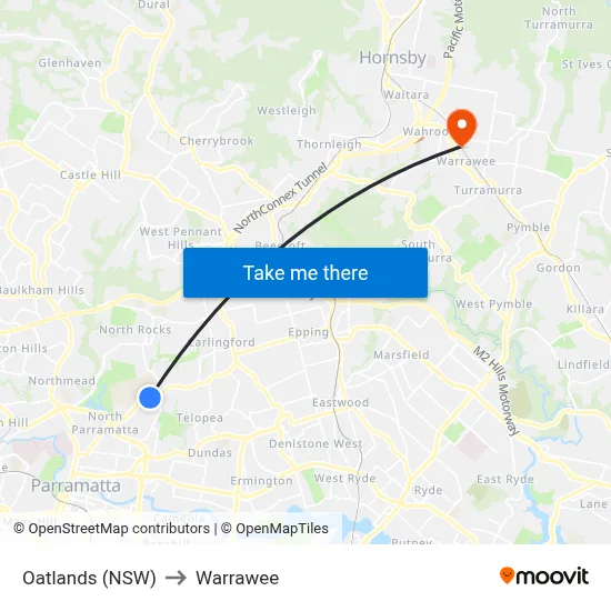 Oatlands (NSW) to Warrawee map