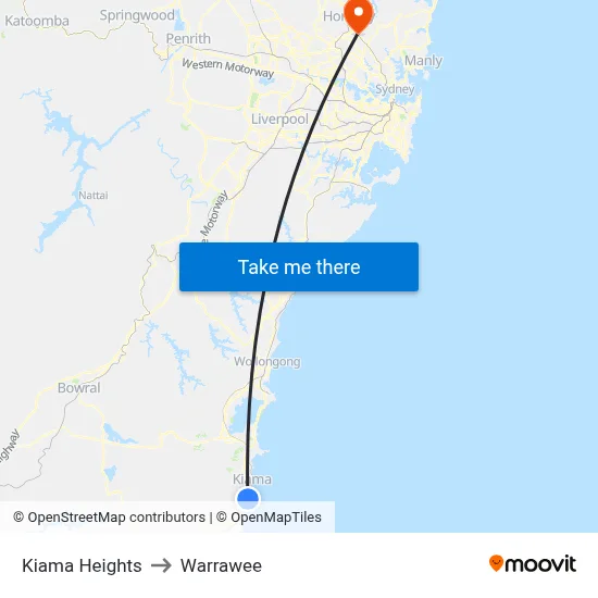 Kiama Heights to Warrawee map
