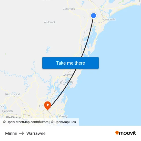 Minmi to Warrawee map