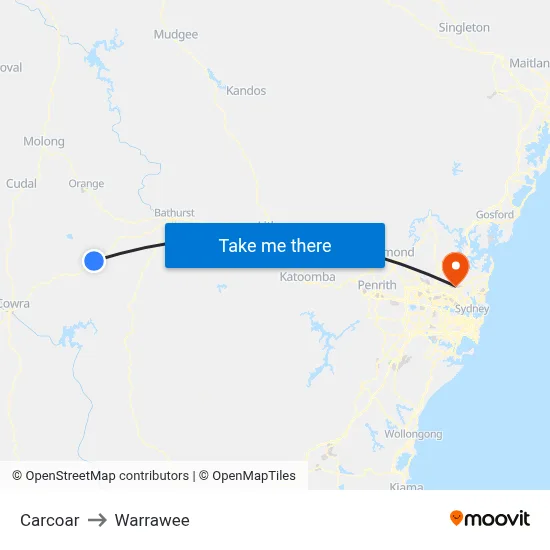 Carcoar to Warrawee map