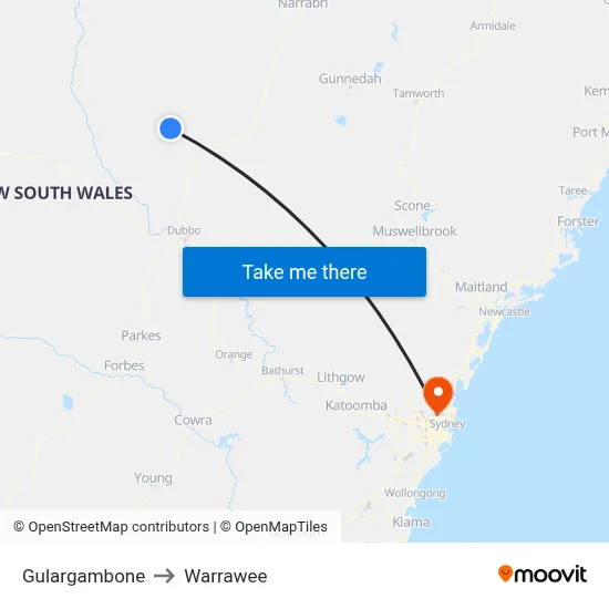 Gulargambone to Warrawee map