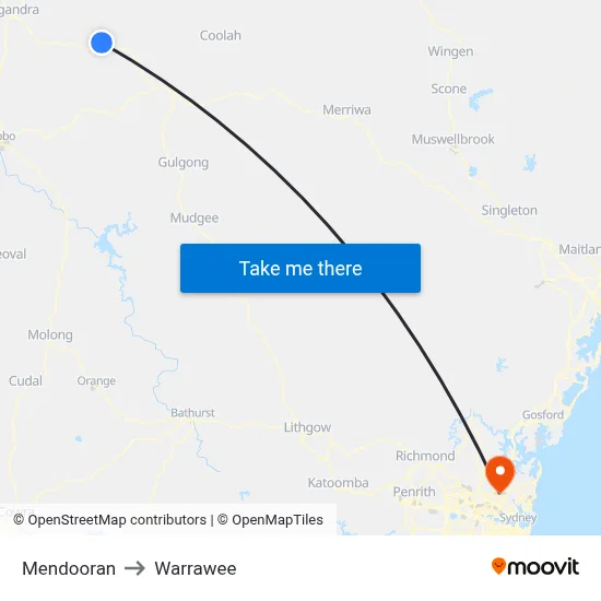 Mendooran to Warrawee map