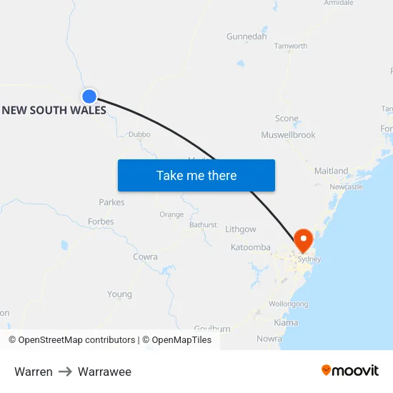 Warren to Warrawee map