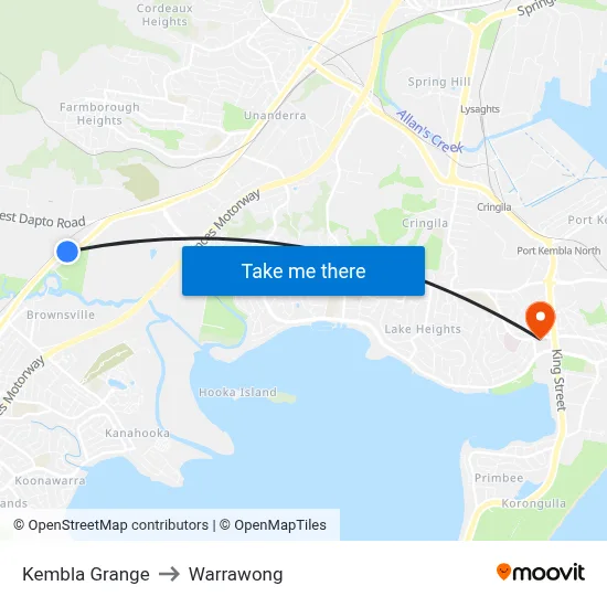 Kembla Grange to Warrawong map
