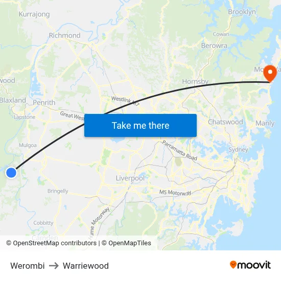Werombi to Warriewood map