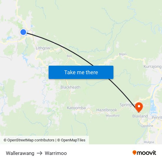 Wallerawang to Warrimoo map