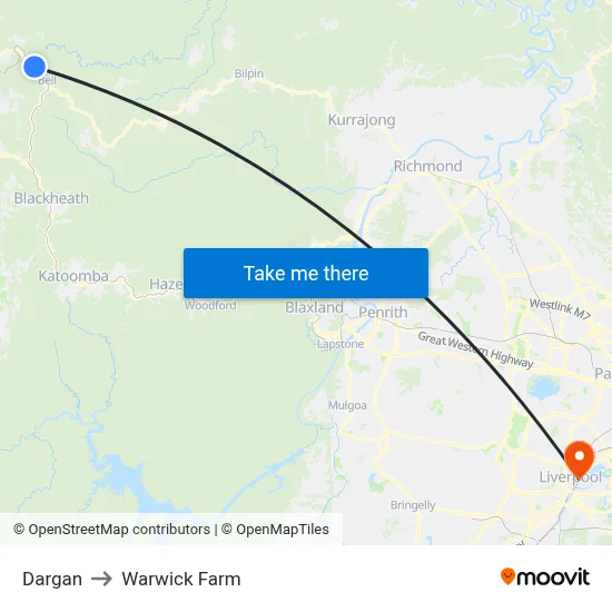 Dargan to Warwick Farm map