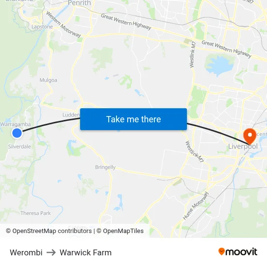 Werombi to Warwick Farm map